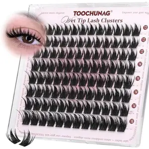 TOOCHUNAG Manga Lash Clusters 12-16MM Natural Eyelash Clusters D Curly Anime Individual Lashes Volume Cluster Eyelash Extensions Wispy False Lashes Clusters for Everyday Use