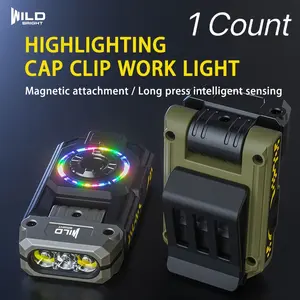 Wild Bright 1-pack rotatable LED headlamp, red/blue light magnetic alarm, clip-on working indicator light, rechargeable waterproof motion sensor, 4 modes, suitable for outdoor emergencies and night fishing.