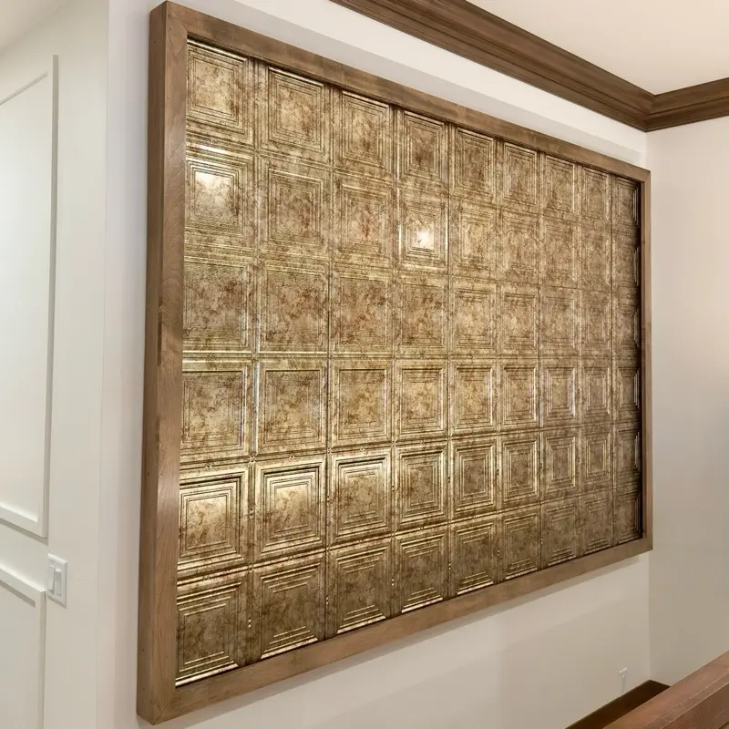 The Luxe Accent Wall Frame Handcrafted Tile Media Backdrop for Living Room Decor