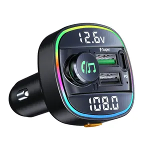 Wireless 5.3 FM Transmitter for Car, USB-C Fast Dual Car Charger, Car Music Receiver Supports Hands-free Calling & USB Drive Playback