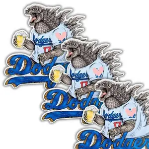 Godzilla Funny Baseball Sticker, Monster Baseball Sticker For Fan
