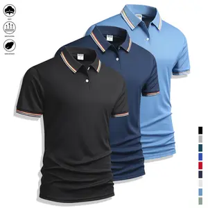 Men’s Short-Sleeve Polo Shirt 3-Pack – Fashionable Business Casual Contrast Collar, Breathable Quick-Dry Summer Men’s Polo Shirts