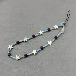 ins star beaded mobile phone case hanging chain DIY handmade beaded chain ccd camera pendant backpack hanging chain anti-lost