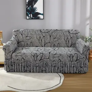 Printed Milk Fiber Sofa Cover, Elastic Sofa Slipcover, Soft Spandex Material, Elastic Waistband, Suitable for Living Room and Bedroom