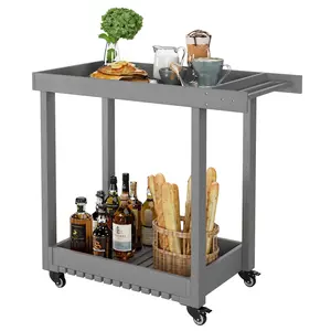 GARVEE Heavy Duty Utility Cart All-Weather HDPE Rolling Service Trolley Corrosion and Wear Resistant Grey