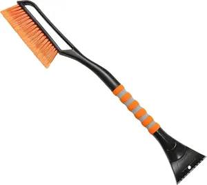 27" Snow Brush and Ice Scrapers for Car Windshield, Detachable Snow Scrapers with Ergonomic Foam Grip for Cars, Trucks, SUVs (Heavy Duty ABS, PVC Brush, Orange)