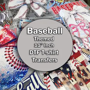 11-Inch Baseball Theme DTF Heat Transfer – Requires Heat Press, Cricut Press, Or Home Iron. DIY Shirt transfers