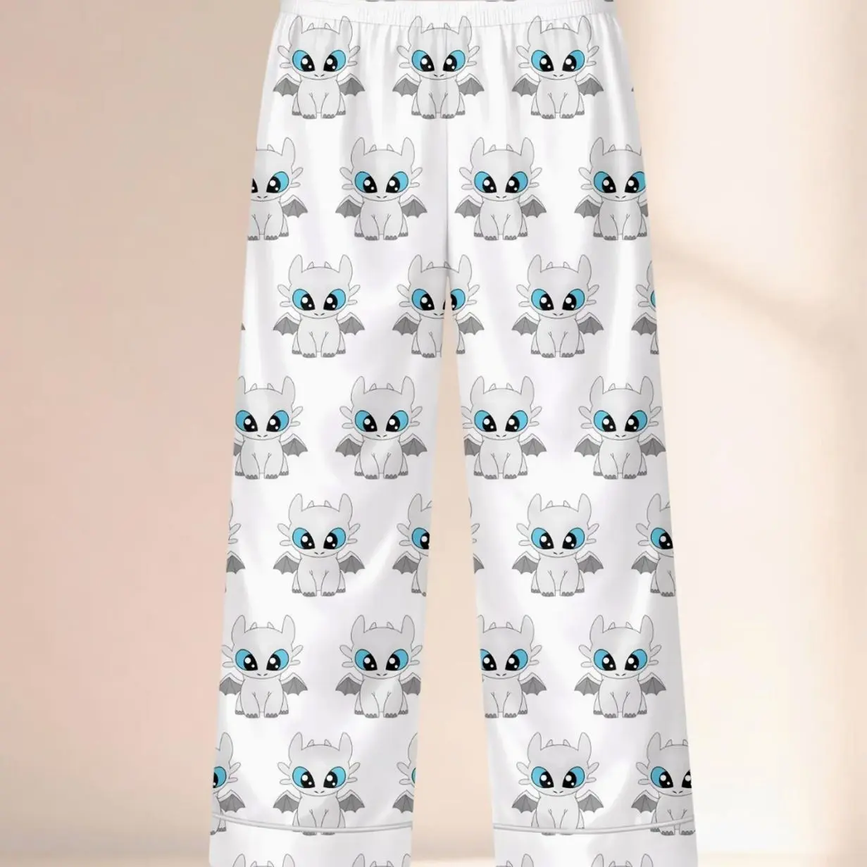 Night Fury Dragon Lounge Pants, Disney Pixar Matching Pajamas, Satin Pajama Pant, Cartoon Gift
