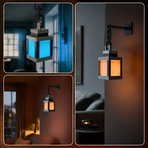 Pixel Lantern Night Light, 16 Color LED Wall Ambiance Lighting, Led Ambient Lighting, Touch & Remote Control, USB Rechargeable, Dimmable & Color Changing Function