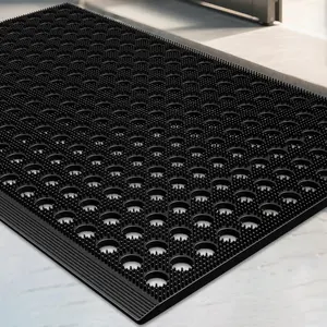 Front Door Mat, Heavy Duty  Weather Dirt Trapping  Non-Slip Drainage Welcome Entrance Doormats, Mud Mat for Garage  Pool Entry Commercial, 35.5" x 24", Black