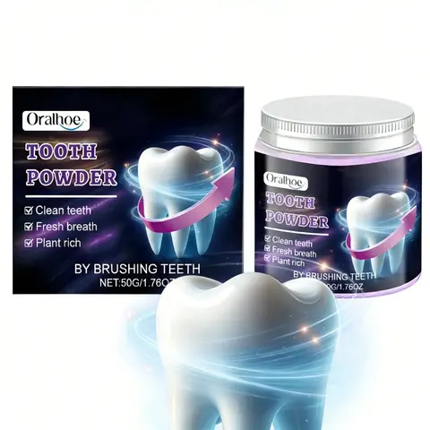 Purple Hydroxyapatite Teeth Whitening Powder (50g) - At-Home Dental Toothpaste Booster for Stain Removal, Color Correction, Anti-Cavity Cleansing, Daily Care, Teeth Brightening, Fresh Breath, Oral Health