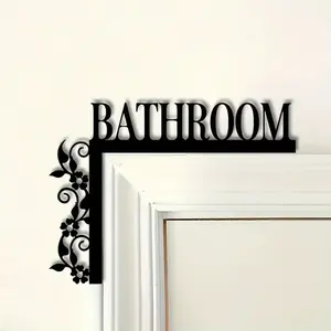 1pc Elegant Metal Bathroom Door Logo, Wall-mounted Wrought Iron Decorative Sign, with Floral Design, Suitable for Home Interior Decoration and Bathroom Decoration, Signage, Vintage Metal Sign