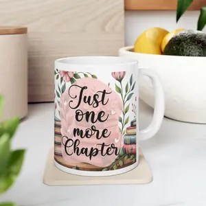 Stack of Books Floral Illustration Mug | Reading Coffee Ceramic Mug