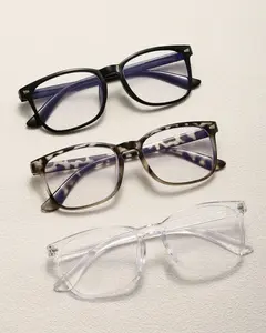 5PCS Unisex Square Eyeglasses, Solid Color & Leopard Tortoiseshell Frame Glasses, Retro Trendy Casual Eyewear, Lightweight Comfort Fashion Accessory, Daily Driving Shopping Outdoor Travel Everyday Decorative Glasses outdoorfun