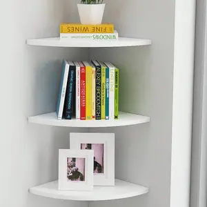 3-Piece Corner Wall Mount Rack, Wooden Floating Wall Organizer Shelf, 19cm, Ideal for TV Accessories, Monitor, Speaker, Set-Top Box, Gaming Console