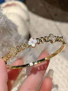 Fashionable Simple Zircon Letter Bracelet, Sparkling Luxurious Artificial Zircon Exquisite Bracelet for Daily, Parties, Gifts, Cubic Zirconia Bracelet