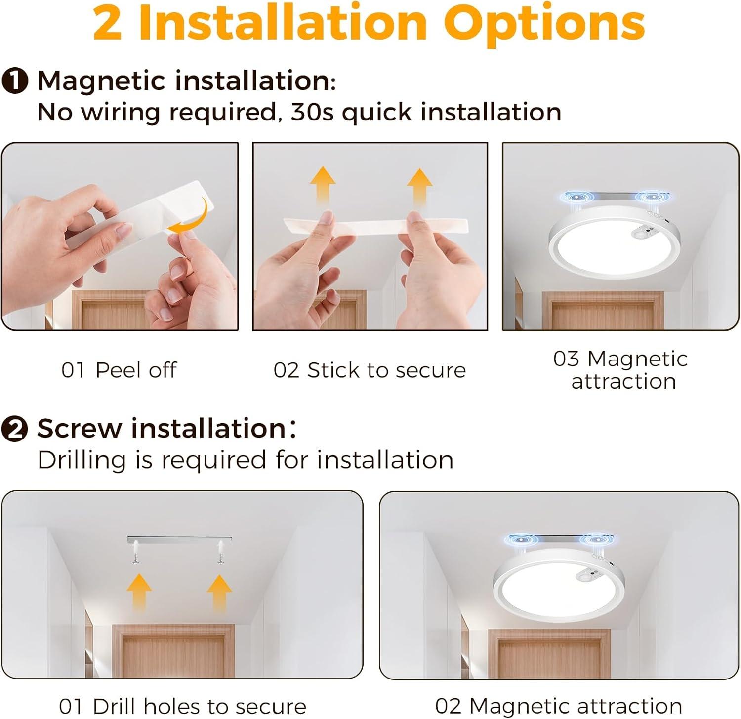 Rechargeable Ceiling Light , 3 Color Modes, Motion Sensor with Remote, Wireless Battery-Operated Magnetic LED Lights for Shower, Closet, Pantry, Shed, Hallway, Porch, Garage Rechargeable Ceiling Light , 3 Color Modes, Motion Sensor with Remote, Wireless Battery-Operated Magnetic LED Lights for Shower, Closet, Pantry, Shed, Hallway, Porch, Garage