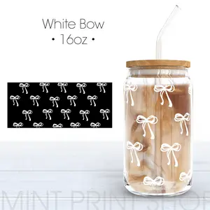 White Bow UV DTF Cup Wrap
