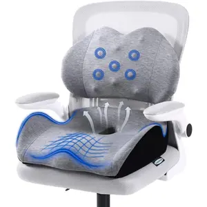 Large Memory Foam Seat Cushion with Lumbar Support for Sciatica and Tailbone Pressure Relief-Coccyx Pad for Office Chair, Car, Wheelchair, Home, Office