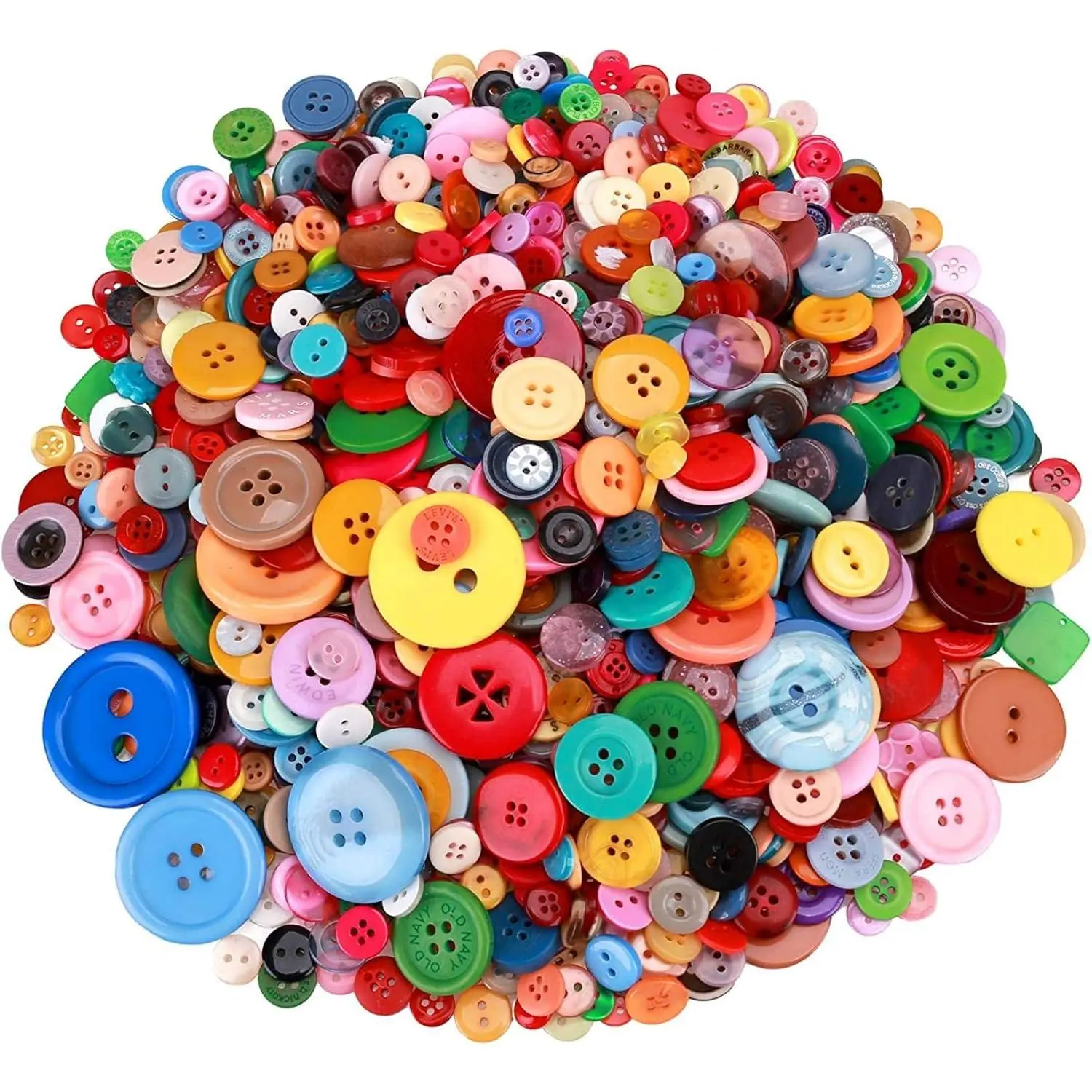 1500 count Round  Buttons Mixed Color Assorted Sizes for Crafts Sewing DIY Manual Button Painting DIY Handmade Ornament Buttons Easter Egg Fillers Decorative, 2 Holes and 4 Holes