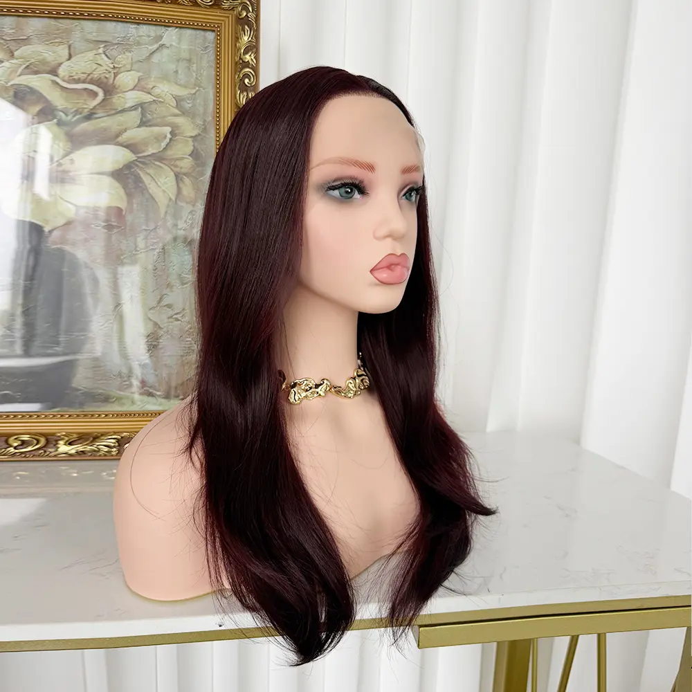 Lovestory Peggy Synthetic Lace Front Wig 99J Hair Color Burgundy High Quality Free Part Synthetic Lace Hair Wigs for Women
