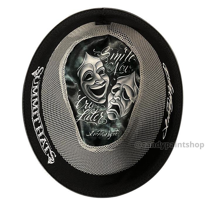 Original Smile Now Cry Later Cream - Freddy Negrete Straw Lowrider Derby Fedora Collection - Inspired by Tattoo Art from Summit Hats