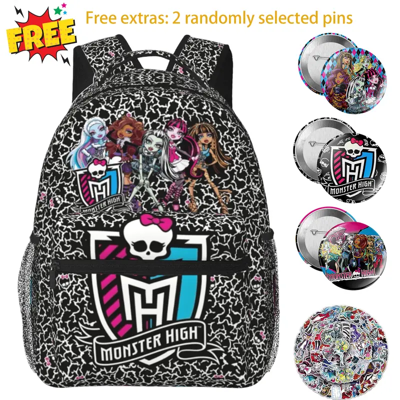 Monster high outdoor Backpack Monster high dolls Laptop Daypack Cartoon Monster high doll travel backpack for Travel Work Camping Women Men for festivals, birthdays, parties gifts