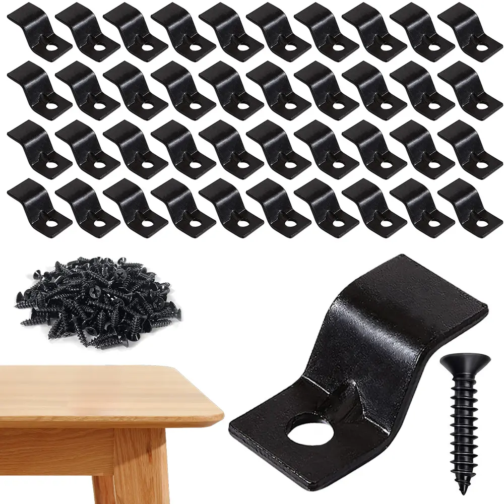 40PCS Solid Steel Z Clips Table Top Fasteners Kit with Mounting Screws, Heavy Duty Furniture Corner Braces Connectors for Desk Cabinet Table Chair Woodworking Repair Reinforcement Hardware