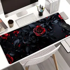 Dark Roses Gothic Mouse Pads Extra Large Computer Desk Top Mat Mouse Pad for Laptop Mouse Desk Pad Desk Mats Office Desk Accessories with Non - Slip Rubber Base Stitched Edge for Home and Office