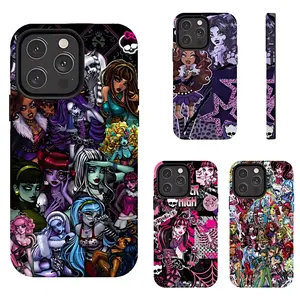 Monster High Phone Case, Y2K Gothic Doll Collage Cover, Shockproof Protective Case for iPhone 15 14 13 Pro Max, Samsung S24 S23