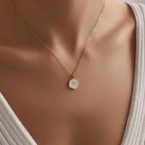 14K Gold Plated Cross Necklace for Women Dainty Simple 14k Gold Plated Cross Pendant with Cubic Zirconia Gem Elegant Hypoallergenic Brass Party Jewelry Back to School