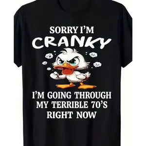 Unisex Funny 70s Duck Graphic T-Shirt, Retro Crew Neck Style, Ideal Valentine’s Day Gift For Him & Her