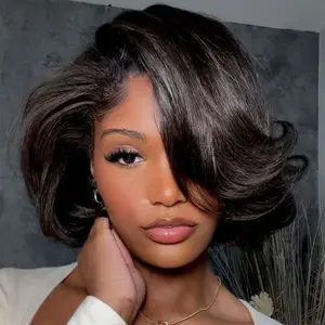 [NEW]CurlyMe Wear Go Blow Out Straight Bob 7x5 HD Lace Glueless Wig Pre-Bleached Tiny Knots - Natural Black #Summervibes