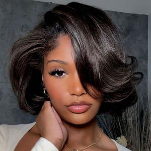 [NEW]CurlyMe Wear Go Blow Out Straight Bob 7x5 HD Lace Glueless Wig Pre-Bleached Tiny Knots - Natural Black #summerwins