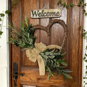 Charming Heart-Shaped Olive Wreath for Spring & Summer Home Decor[1.13]