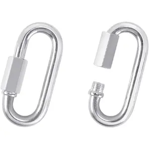 2 Pack M5 D-Shape  Steel Quick Link Carabiner, Chain Hooks for Outdoor Traveling Equipment, Connecting Hammock (M5-1.9 Inch / 4.8 cm)