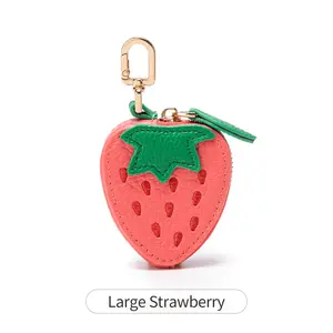 Mini Strawberry Charm Coin Wallet Keychain for A Small Wallet with a Golden Clasp, Sweet Style the Perfect Gift for Ladies.