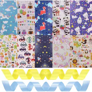 Wrapping Paper 10 Pack - Large 28 x 20 Inch  Wrap Sheets Happy Birthday Cartoon  Designs for  Festive Present Decorations