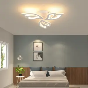 Nordic Maple Leaf Living Room Ceiling Light Black/White 50cm White Ceiling Light Suitable for Restaurant Island Terrace Home Bedroom Light Ceiling Light Modern Mood Lighting