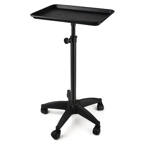 Sturdy Traditional Aluminum Barber Salon Trolley - Commercial Furniture, 18x13 In Storage Platform, 29.5-42.9 In Adjustable Height, Corrosion-Resistant, Wheels, Heavy-Duty Plate, Tension Knob, Assembly Required, Barber Salon Equipment, Spa Accessory,famil