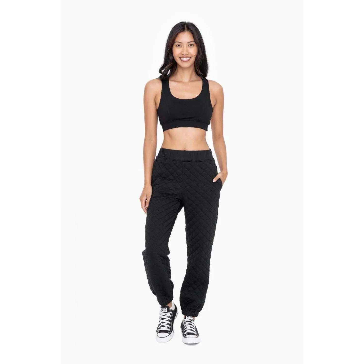 Black Quilted Jersey Joggers