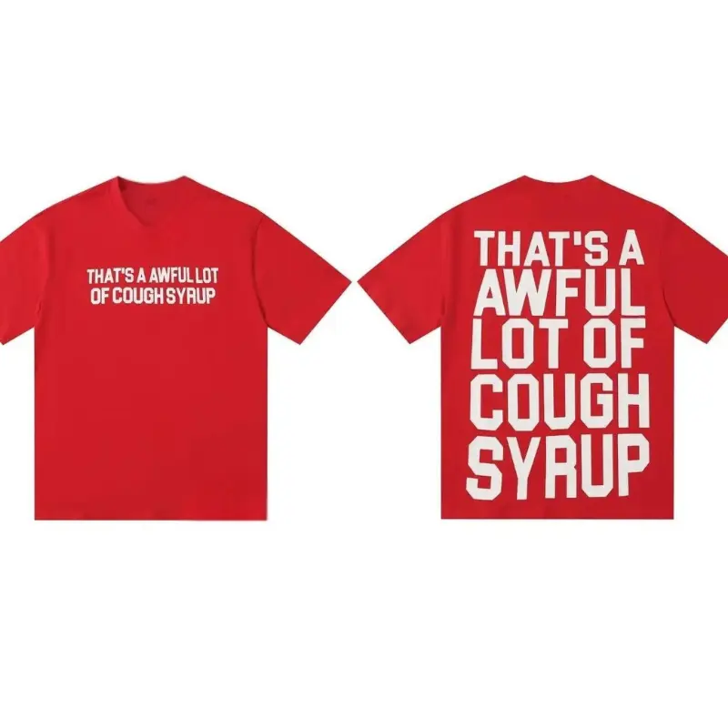 Men's Black A Awful Cough Syrup Graphic Tee Shirt 2-Sided, Fashion
