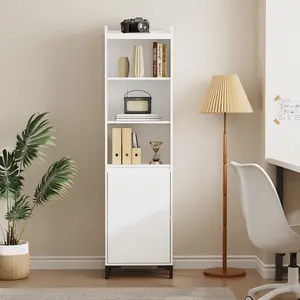 VOWNER Tall Bookcase File Storage Cabinet with 3 Tier & Door, Modern White Bookshelf for Home Office VOWNER Tall Bookcase File Storage Cabinet with 3 Tier & Door, Modern White Bookshelf for Home Office