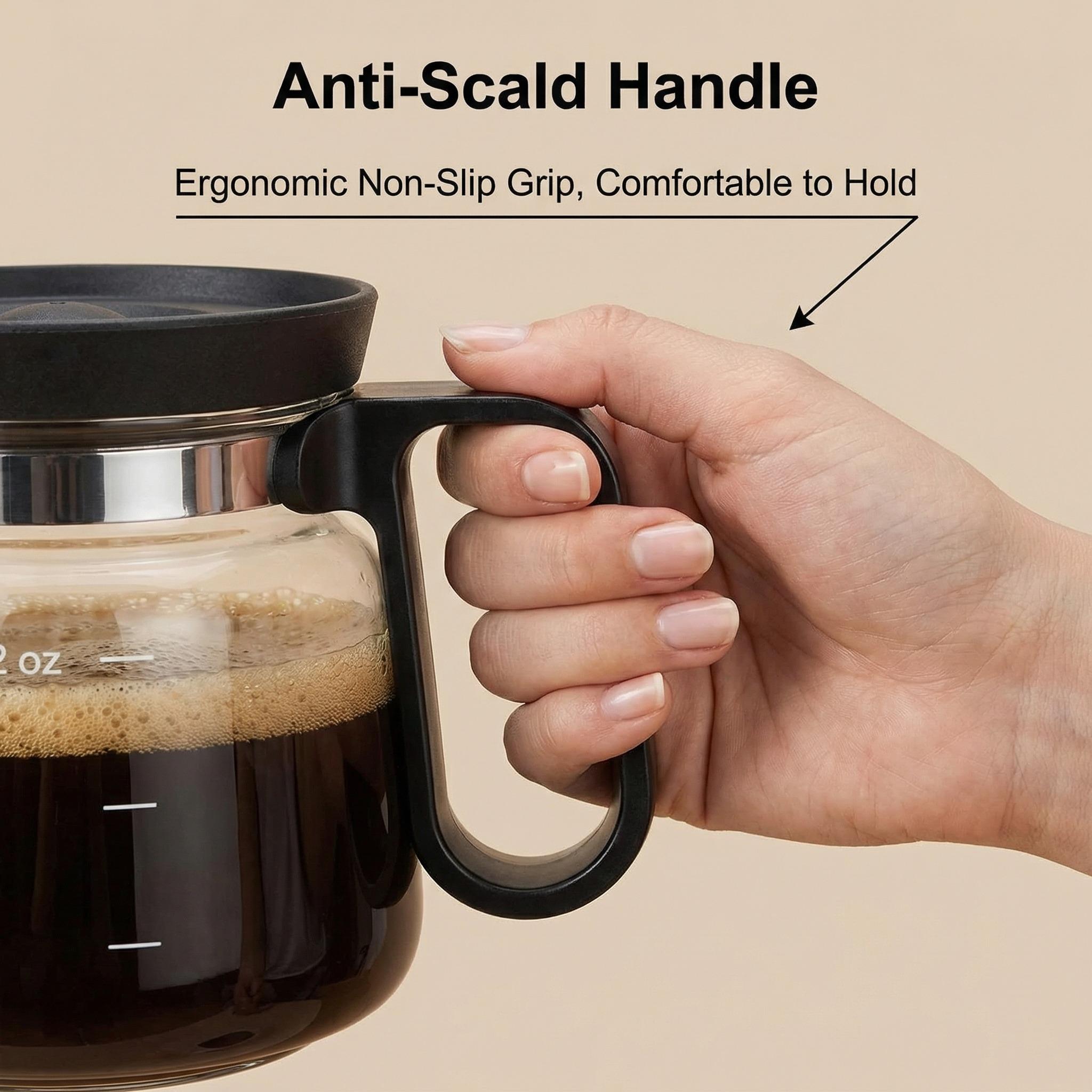 Coffee Mug with Lid 16oz Glass Creative Cup, Coffee Lovers' Top Choice, Dimensions: 4.9inches tall, 3.8 inches wide, Includes Coaster, Ergonomic Handle Design,MothersDay gift, a little surprise for your loved one