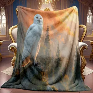 1pc White Eagle Perching Rock Pattern Theme Pattern Flannel Blanket Soft High-definition Digital Printing Cooling Blanket Suitable For All Year Round! 100% Polyester Fiber, Suitable For Family And Friends All Year Round