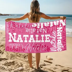 Custom Oversized Monogram Beach Towel Personalized Name Signature Pool Towel Summer Vacation Gift