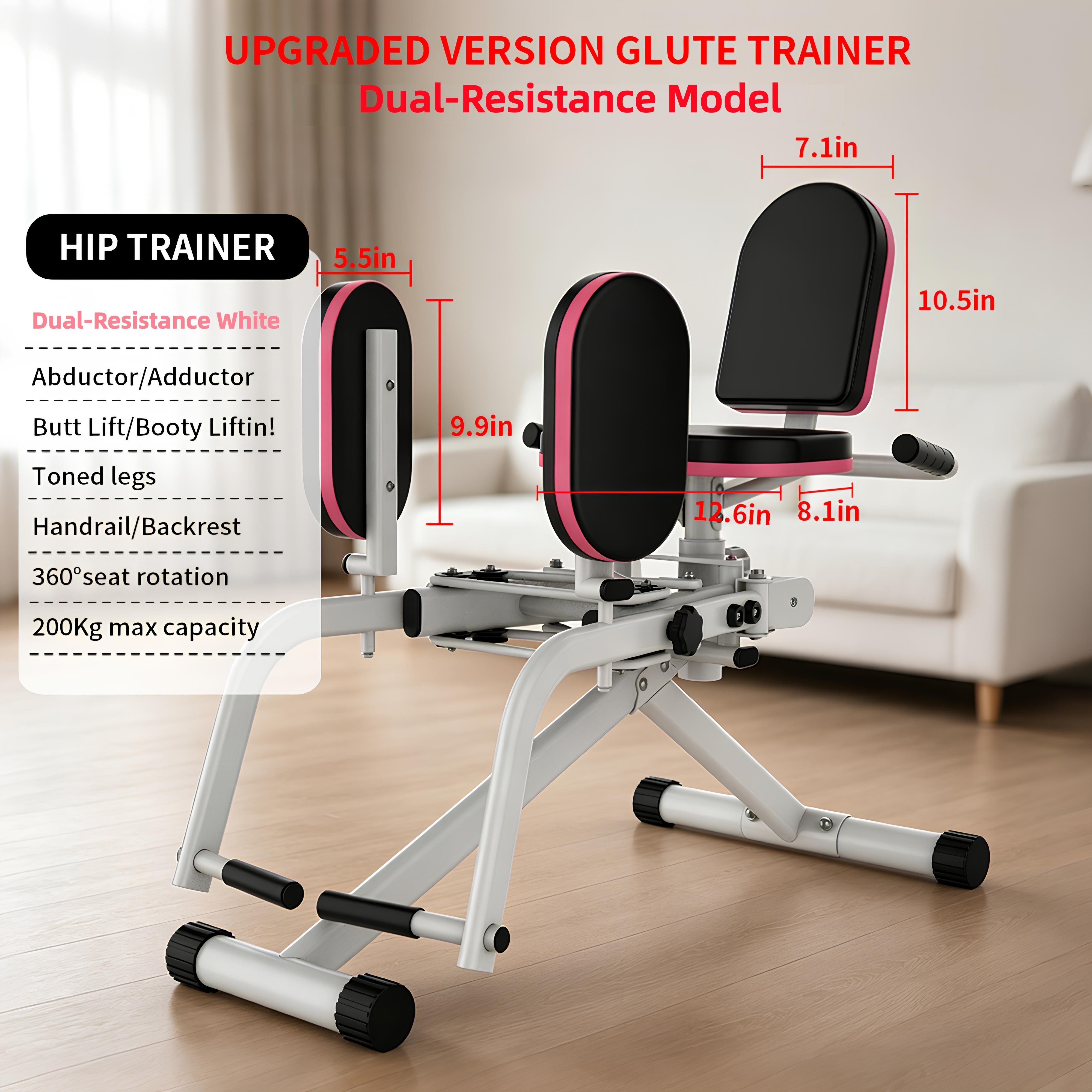 2-In-1 Dual-Resistance Cord Glute Machine - Hip Abductor  & Adductor Exercise Equipment - Adjustment Resistance Levels For Glute Strengthening, For Home Use, Upper Back Exerciser, Thigh Workout Equipment for Hip Sculpting & Butt Lifting SpringStatements