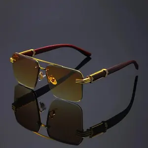 Viral 4PCS Gold Accent Sunglasses Set - Retro Square Metal Rimless Shades Multi Color Tint Lens UV400, Unisex Lightweight Luxury Fashion Eyewear for Party Photoshoots Beach & Everyday Chic Looks