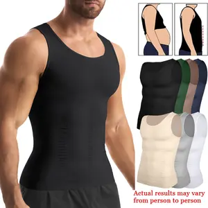 Men Compression Tummy Control Workout Tank Tops Lightweight Soft Shapewear Body Shaper Breathable Elastic Stretchy Shirt Suits Fabric Menswear