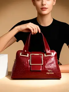 Stylish Casual Vintage Crocodile Patterned Tote Bag, Ideal for Daily Commuting & Shopping, Durable Gift Option for Women, Pu Tote Satchel